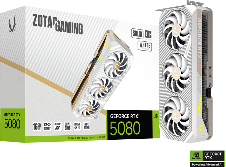 Karta graficzna Zotac PCI-Ex GeForce RTX 5080 SOLID OC White Edition 16GB GDDR7 (256bit) (2640/30000) (HDMI, 3 x DisplayPort) (ZT-B50800Q-10P) - obraz 8