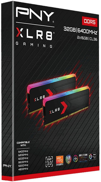 Оперативна память PNY DDR5-6400 32768MB PC5-51200 (Kit of 2x16384) XLR8 Gaming EPIC-X RGB Black (0751492790442) - зображення 4