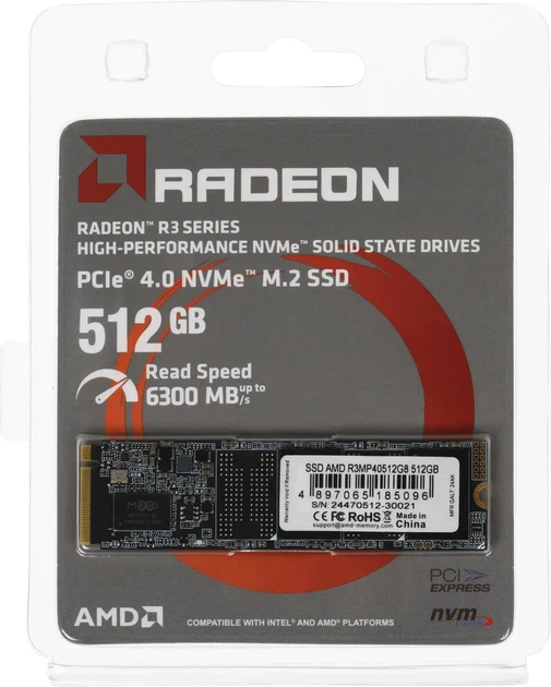 SSD диск AMD Radeon R3 512GB M.2 2280 NVMe PCIe 3.0 x4 3D NAND TLC (R3MP40512G8) - изображение 4