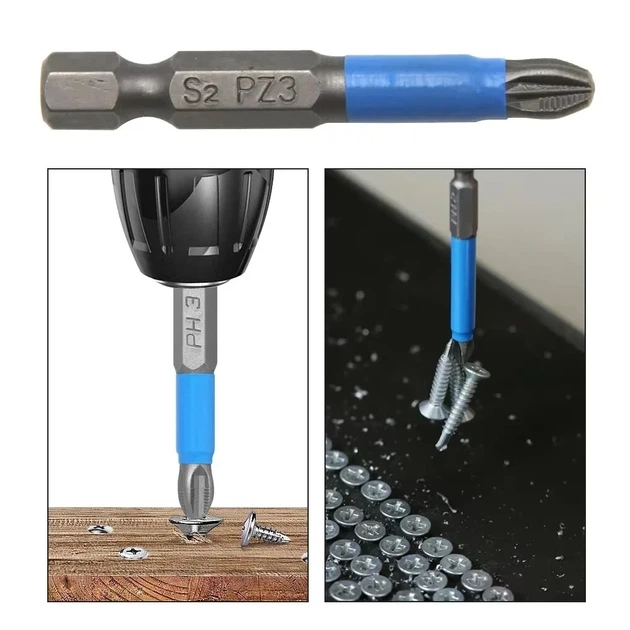 Набор магнитных противоскользящих бит PH2 6шт (PH1 PH2 PH3 PZ1 PZ2 PZ3 - 50мм) blue - изображение 6