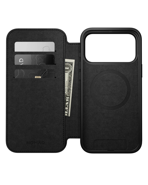 Кожаный чехол-книжка Nomad Modern Folio Black для iPhone 17 Pro - изображение 14
