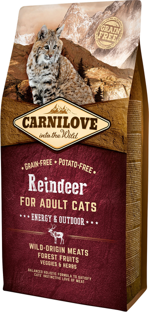 Сухий корм для дорослих активних кішок Carnilove Raindeer Energy&Outdoor 6 кг (8595602512249) - зображення 1