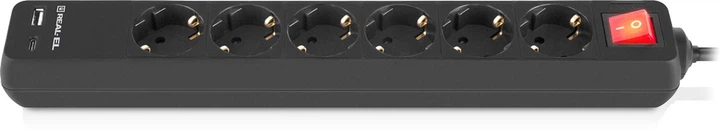 Мережевий фільтр-подовжувач Real-El RS-Protect 605 3 м Black (EL122300041) - Фото 7 Мережевий фільтр-подовжувач Real-El RS-Protect 605 3 м Black (EL122300041) - зображення 7