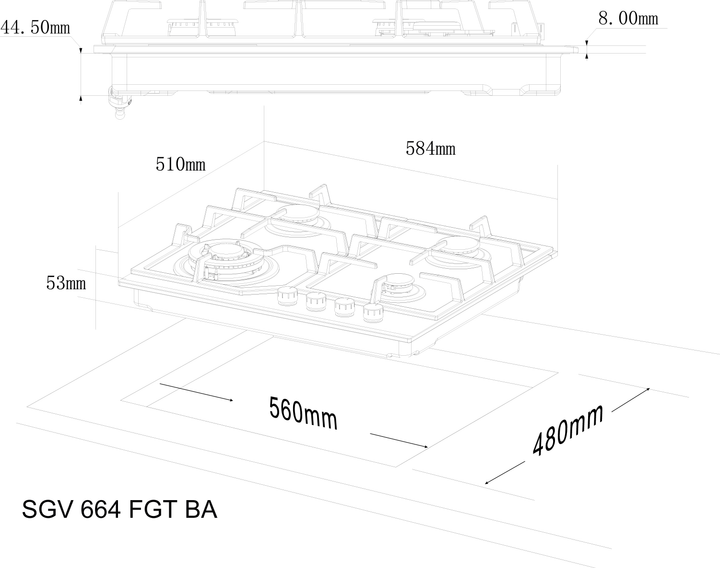 Поверхность Газовая INTERLINE SGV 664 FGT BA - изображение 11