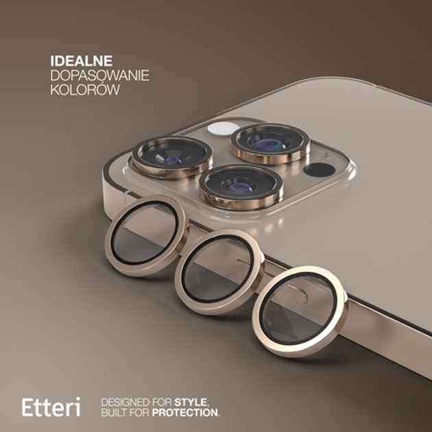 Szkło ochronne Etteri Camera Lens Protector do Apple iPhone 16 Pro / 16 Pro Max Gold (5907504524665) - obraz 4