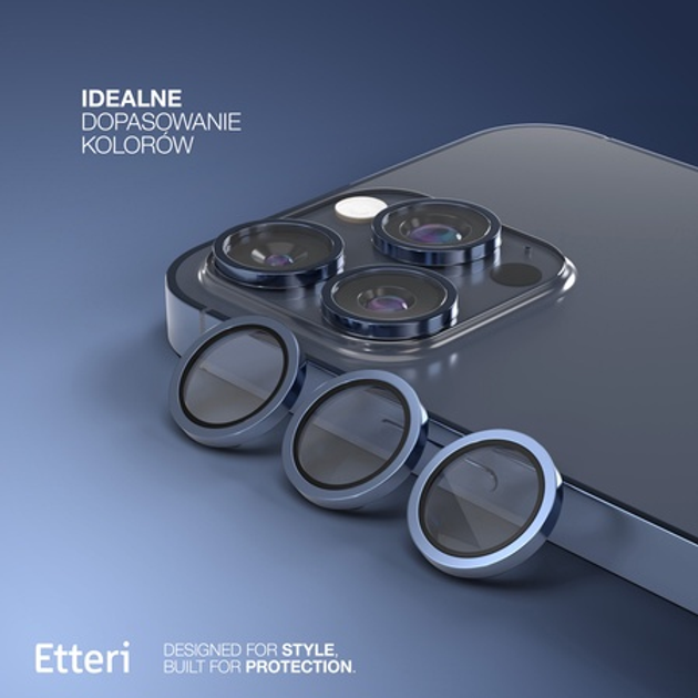 Szkło ochronne Etteri Camera Lens Protector do Apple iPhone 15 Pro / 15 Pro Max Blue (5907504523880) - obraz 3