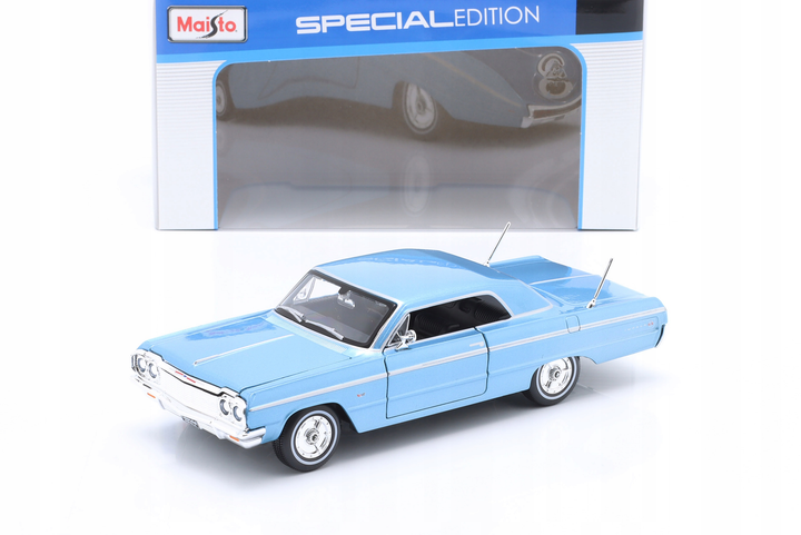 Model kompozytowy Maisto Chevrolet Impala 1964 1:24 Niebieski (0090159329084) - obraz 3