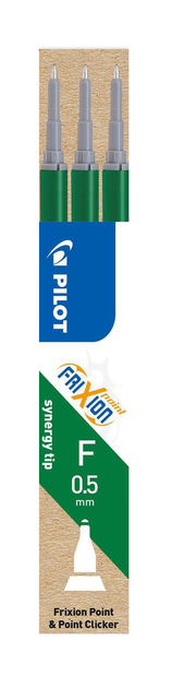 Набір стрижнів для ручок Pilot Synergy Tip FriXion Point & Point Clicker F 0.5 мм Green 3 шт (ZES4902505402012) - зображення 1