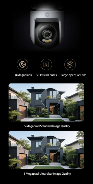 IP Камера 8 MP Xiaomi Outdoor 4 WIFI6 Штучний інтелект, виявлення людей, повнокольорове нічне бачення - Фото 5 IP Камера 8 MP Xiaomi Outdoor 4 WIFI6 Штучний інтелект, виявлення людей, повнокольорове нічне бачення - изображение 5
