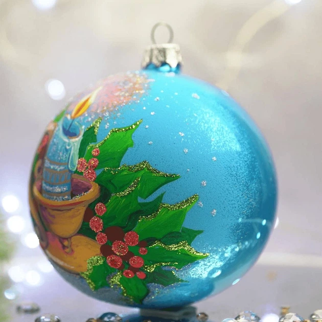 Новогодний шар на елку Santa Shop Голубая свеча Голубой 10 см (4820001106909) - изображение 3