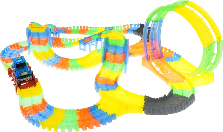 Tor wyścigowy fluorescencyjny Pętla + autko z LED + akcesoria 446 cm 227 el. (5903864958621) - obraz 2