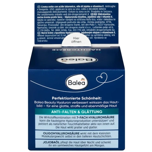 Ночной крем для лица против морщин Balea Beauty Hyaluron Nachtcreme 50 мл - изображение 6