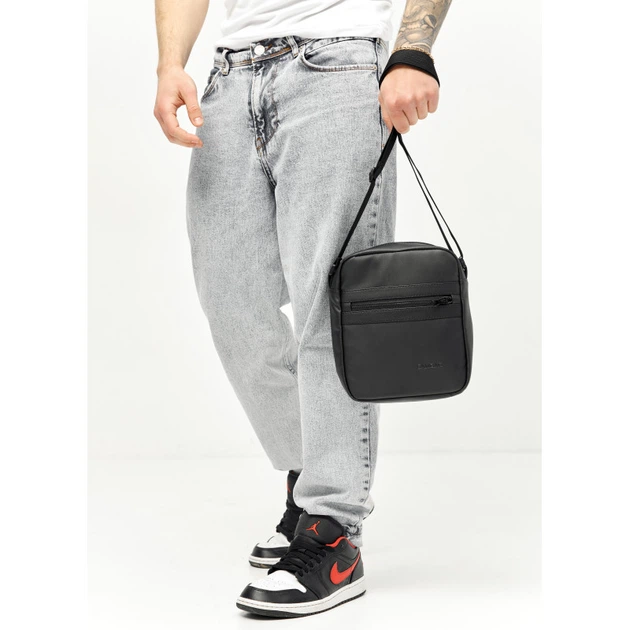 Чоловіча сумка месенджер з екошкіри Sambag Makros чорна - Фото 4 Чоловіча сумка месенджер з екошкіри Sambag Makros чорна - изображение 4