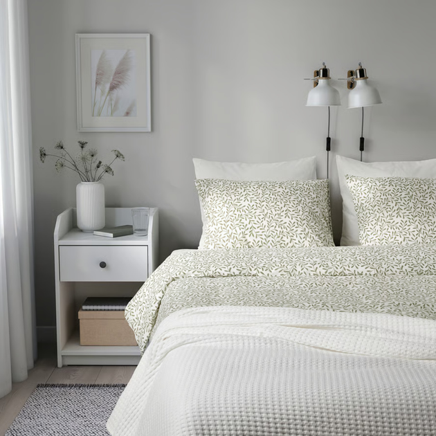 Komplet pościeli Ikea Sorgmantel 200 x 200 / 50 x 60 cm Biały/Zielony (205.494.75) - obraz 5