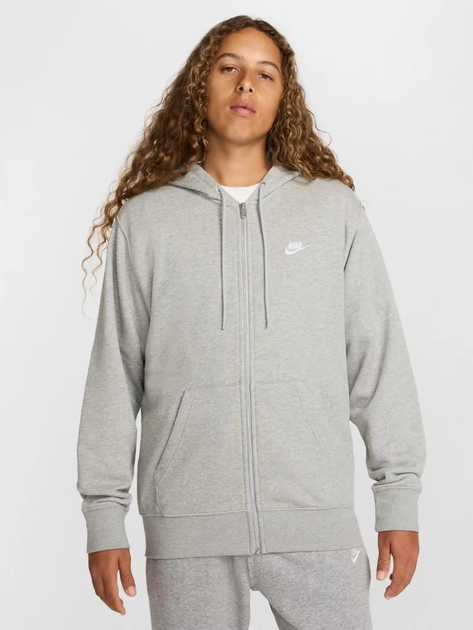 Толстовка на блискавці чоловіча Nike M Nk Club Ft Fz Hoodie FN3884-063 S Сіра (197593358028) - зображення 1