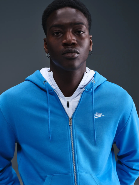 Толстовка на блискавці чоловіча Nike M Nk Club Ft Fz Hoodie FN3884-435 S Синя (198481696680) - зображення 5