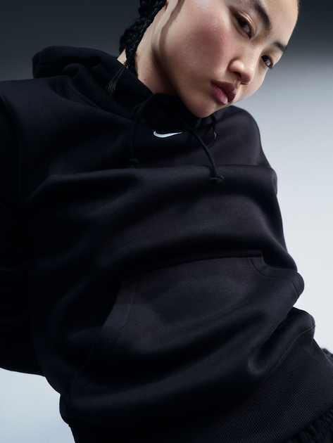Худі тепле жіноче Nike W Nsw Phnx Flc Std Po Hoodie HF6839-010 M Чорне (197596670486) - зображення 6