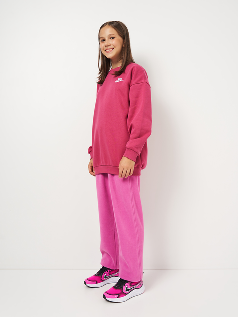 Дитячий світшот на флісі оверсайз для дівчинки Nike G Nsw Club Flc Ovrszd Crew Lbr FD2923-634 122-128 см (XS) Рожевий (198482279479) - зображення 3