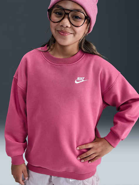 Дитячий світшот на флісі оверсайз для дівчинки Nike G Nsw Club Flc Ovrszd Crew Lbr FD2923-634 122-128 см (XS) Рожевий (198482279479) - зображення 5