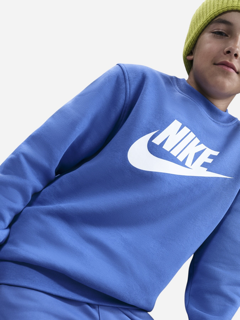 Bluza bez kaptura chłopięca Nike K Nsw Club Flc Crew Ls Hbr FD2992-411 128-137 cm (S) Niebieska (198482244545) - obraz 6