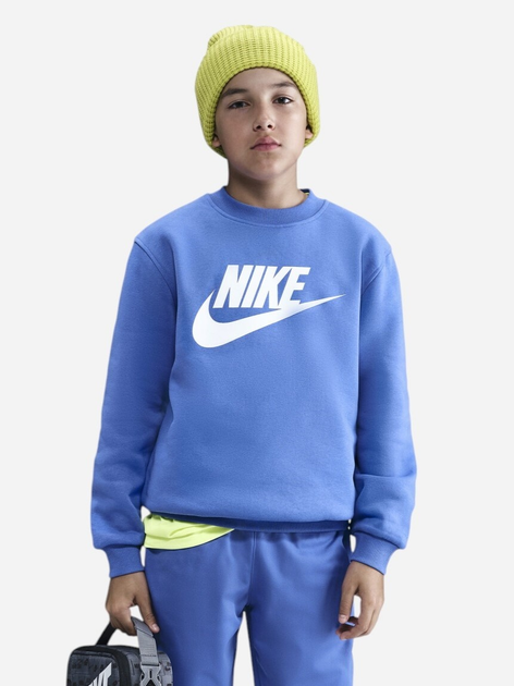 Bluza bez kaptura chłopięca Nike K Nsw Club Flc Crew Ls Hbr FD2992-411 122-128 cm (XS) Niebieska (198481986019) - obraz 1