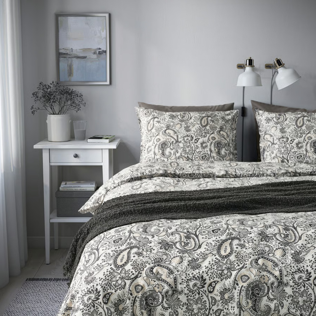 Komplet pościeli Ikea Rodgersia 200 x 200 / 50 x 60 cm Biały/Szary (205.793.87) - obraz 5