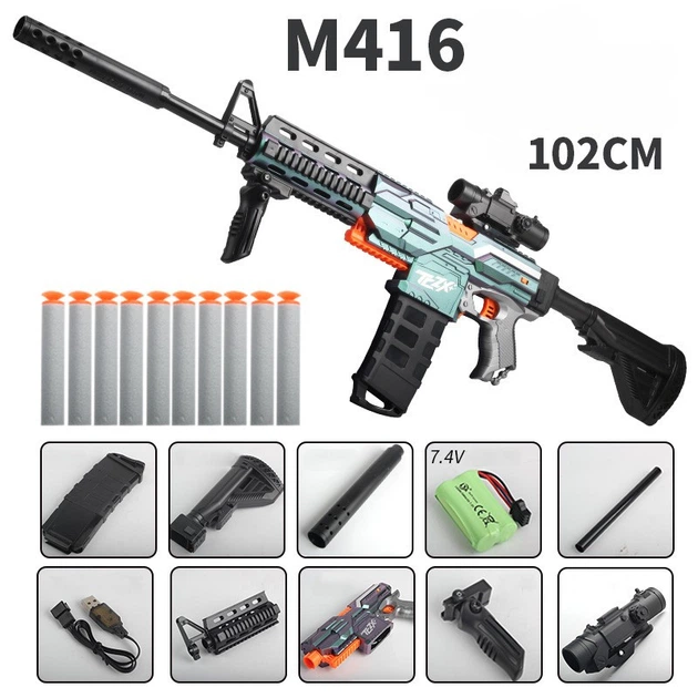 Игрушечный автомат NERF M416 на мягких шарах 102 см аккумуляторный зеленый - Фото 1 Игрушечный автомат NERF M416 на мягких шарах 102 см аккумуляторный зеленый - изображение 1