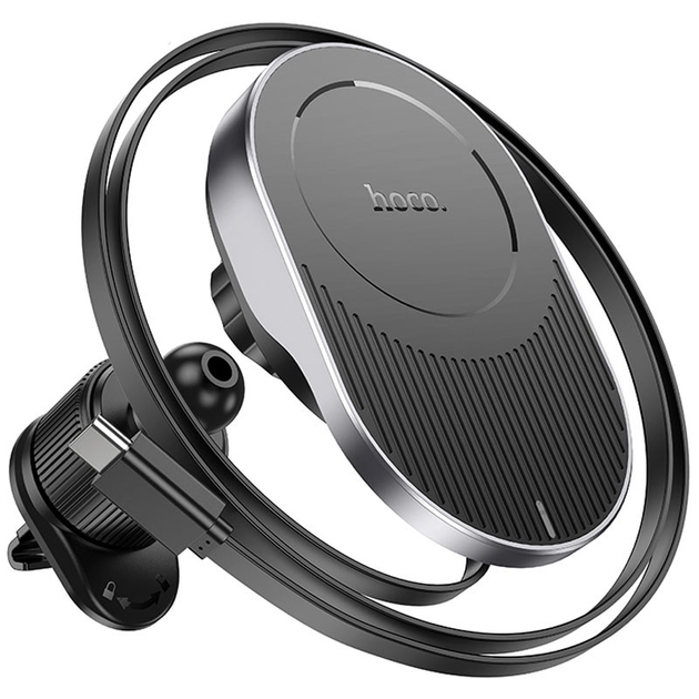 Держатель с беспроводным зарядным HOCO HW12 Guardian magnetic wireless (air outlet) 15W - Фото 3 Держатель с беспроводным зарядным HOCO HW12 Guardian magnetic wireless (air outlet) 15W - изображение 3