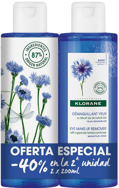 Набір засобів для зняття макіяжу Klorane Cornflower Sensitive 2х200 мл (3282779283304) - зображення 1