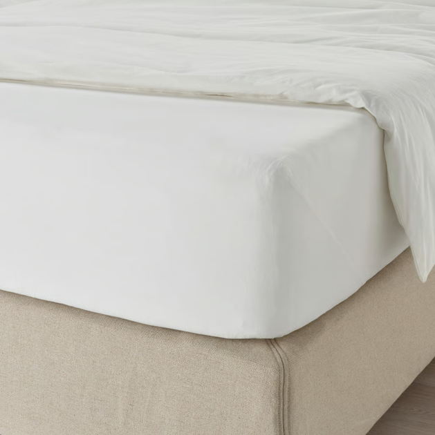 Prześcieradło Ikea Dvala z gumką bawełniane 180 x 200 cm Białe (503.565.64) - obraz 5