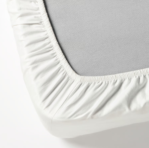 Prześcieradło Ikea Dvala z gumką bawełniane 160 x 200 cm Białe (303.572.20) - obraz 4