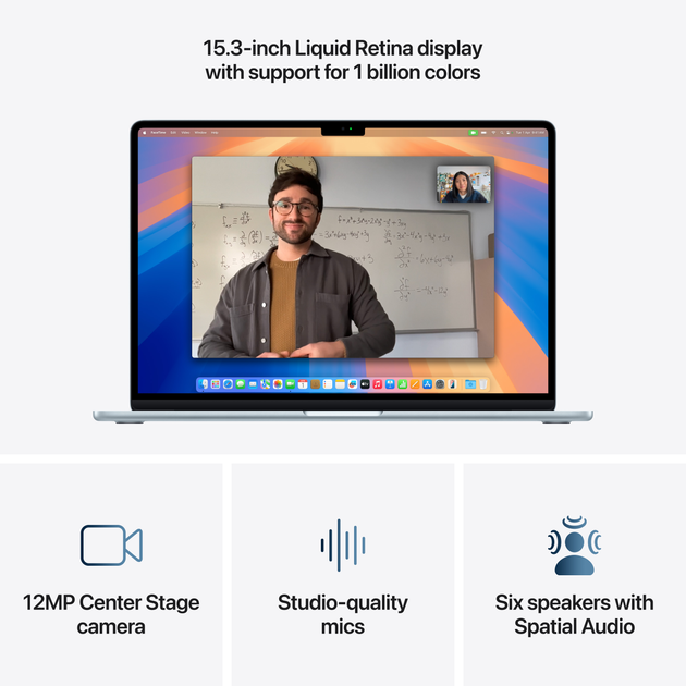 Laptop Apple MacBook Air 15.3" M4 16/512GB 2025 (MC7C4ZE/A) Sky Blue - obraz 5