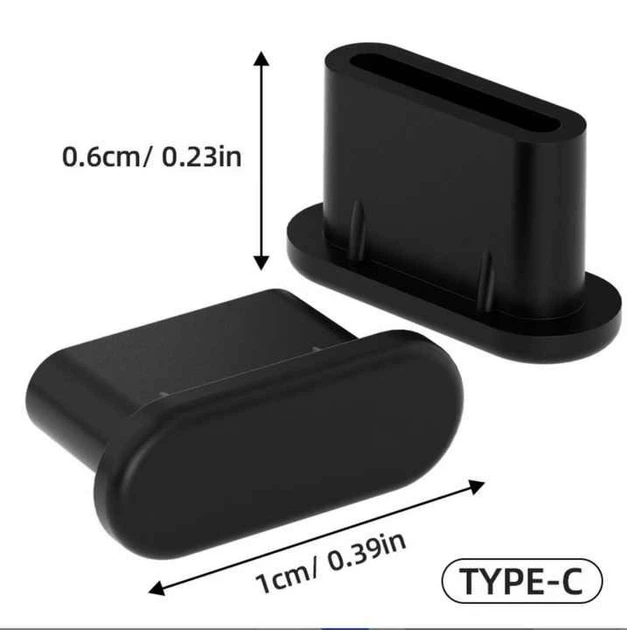 Заглушка USB-C (Type-C) силіконова від пилу 1 шт черна - Фото 4 Заглушка USB-C (Type-C) силіконова від пилу 1 шт черна - зображення 4