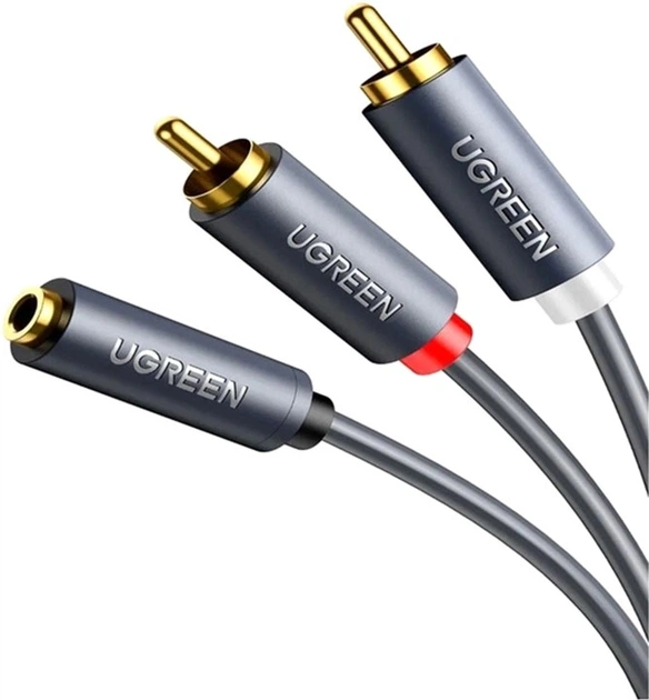 Кабель Ugreen AV102 AUX Audio TRS-RCAx2 M/F 1.0 м Серый (10588) - изображение 2