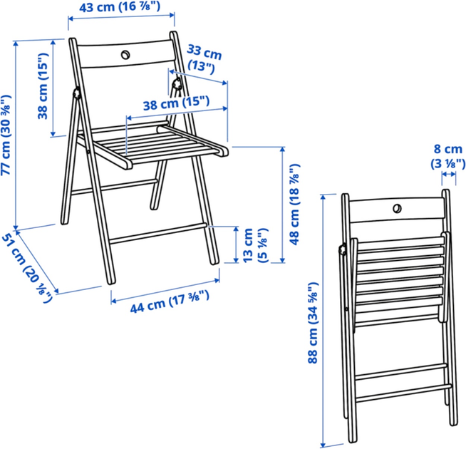 Стілець Ikea Frosvi розкладний 44 x 51 x 77 см Чорний (105.343.18) - зображення 3