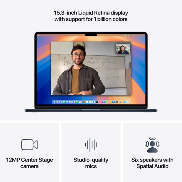 Laptop Apple MacBook Air 15.3" M4 24/512GB 2025 (MC6L4ZE/A) Midnight - obraz 5