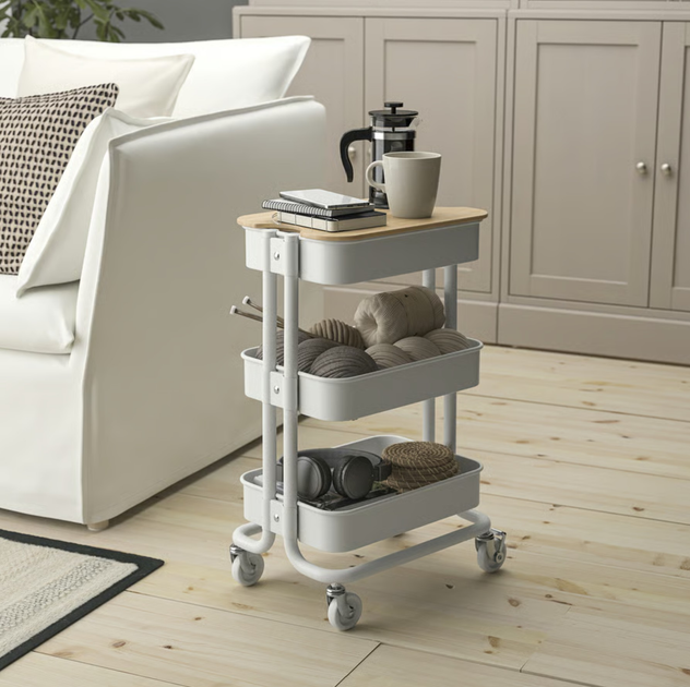 Етажерка Ikea Raskog на колесах 28 x 38 x 61 см Біла (005.867.89) - зображення 4