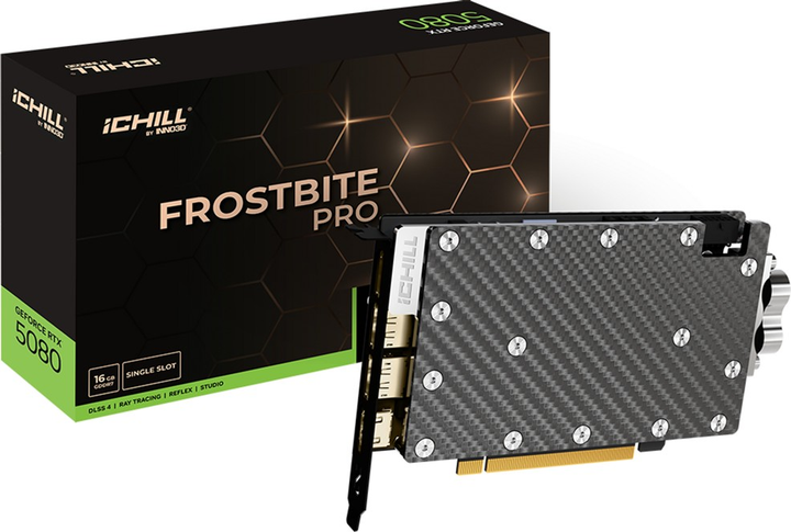 Karta graficzna INNO3D PCI-Ex GeForce RTX 5080 iCHILL FROSTBITE PRO 16GB GDDR7 (256bit) (2617/30000) (HDMI, 3 x DisplayPort) (C50803-16D7X-1760FBP) - obraz 2