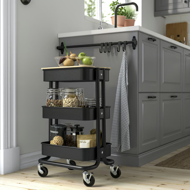 Етажерка Ikea Raskog на колесах 28 x 38 x 61 см Чорна (805.867.90) - зображення 3