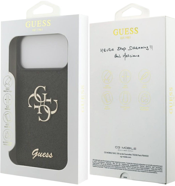 Панель Guess Fixed Glitter Big 4G для Apple iPhone 17 Pro Max Black (GUHCP17XHG4SGK) - зображення 7
