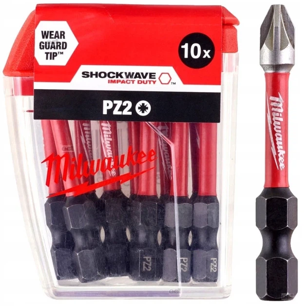 Бита ShW MILWAUKEE, PZ2, 50мм, (10шт) - Фото 1 Бита ShW MILWAUKEE, PZ2, 50мм, (10шт) - изображение 1