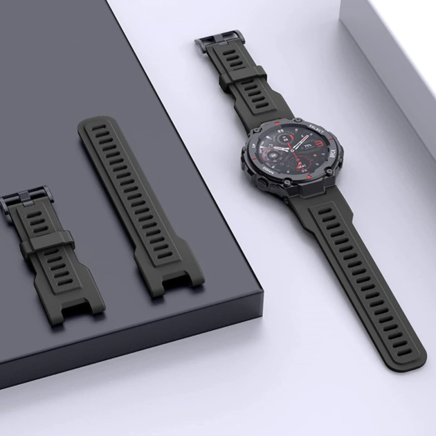 Ремешок силиконовые для смарт часов Amazfit T-Rex (A1918 / A1919), T Rex Pro (A2013) с отвертками Черный - Фото 6 Ремешок силиконовые для смарт часов Amazfit T-Rex (A1918 / A1919), T Rex Pro (A2013) с отвертками Черный - изображение 6
