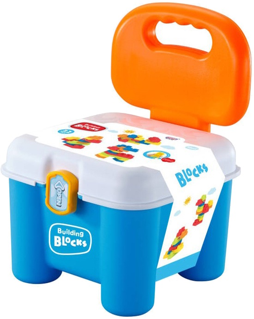 Zestaw Miękkich Klocków + Krzesełko Schowek Niebieskie (5903864970708) - obraz 1
