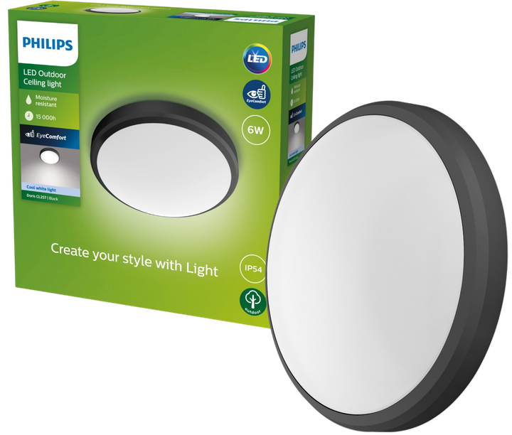 Lampa ścienno-sufitowa Philips Ceiling 6W 40K Black IP54 HV (929003190901) - obraz 2