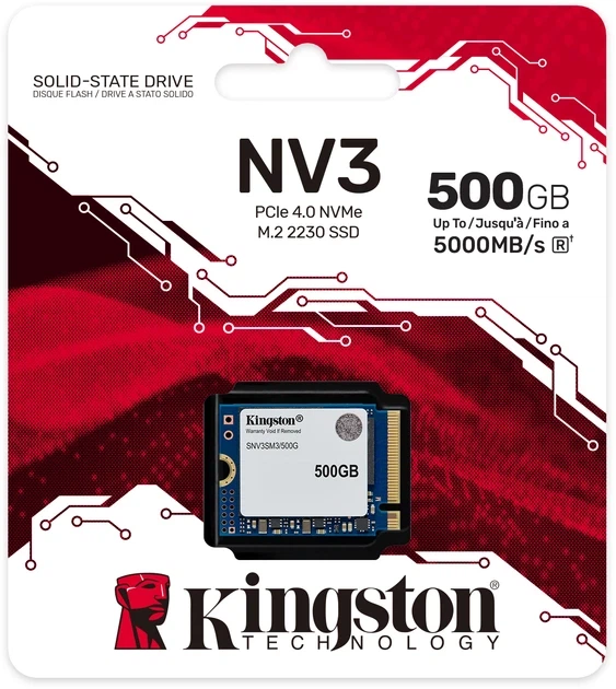 Твердотельный накопитель SSD диск Kingston NV3 500GB M.2 2230 NVMe PCIe 4.0 x4 3D NAND - Фото 3 Твердотельный накопитель SSD диск Kingston NV3 500GB M.2 2230 NVMe PCIe 4.0 x4 3D NAND - изображение 3