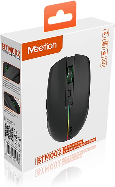 Мышь MeeTion BTM002 Wireless/Bluetooth Black (MT-BTM002-A) - Фото 6 Мышь MeeTion BTM002 Wireless/Bluetooth Black (MT-BTM002-A) - изображение 6