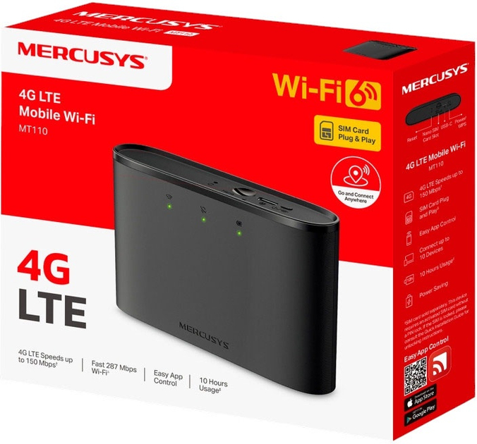 Router Mercusys MT110 4G LTE Wi-Fi 6 Black (6957939001254) - obraz 4