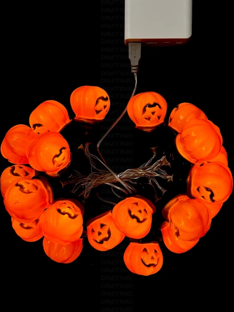 Світлодіодна USB гірлянда Хелловінський гарбуз | 3 м 20 LED | Тепле біле світло | Декор на Хелловін та вечірку (700142) - зображення 11