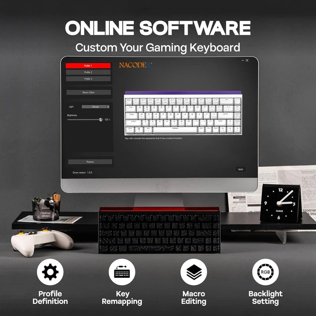 Клавиатура AJAZZ NK68 Черный Цвет Игровая Механическая. с RGB