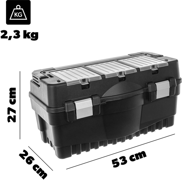 Skrzynia narzędziowa Kadax Laren z 3 organizerami czarna 53 x 26 x 27 cm (5906638308776) - obraz 2